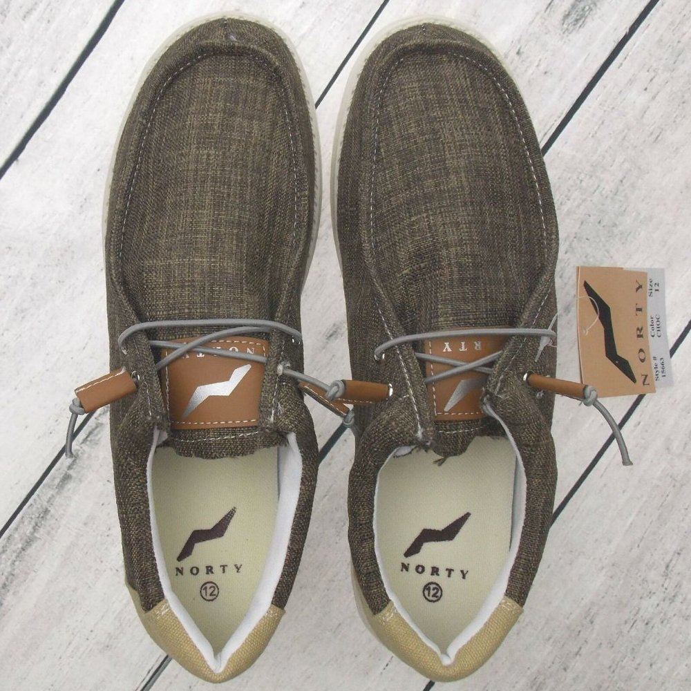 NORTY Lightweight Loafer Slip On Lace Up Chocolate
